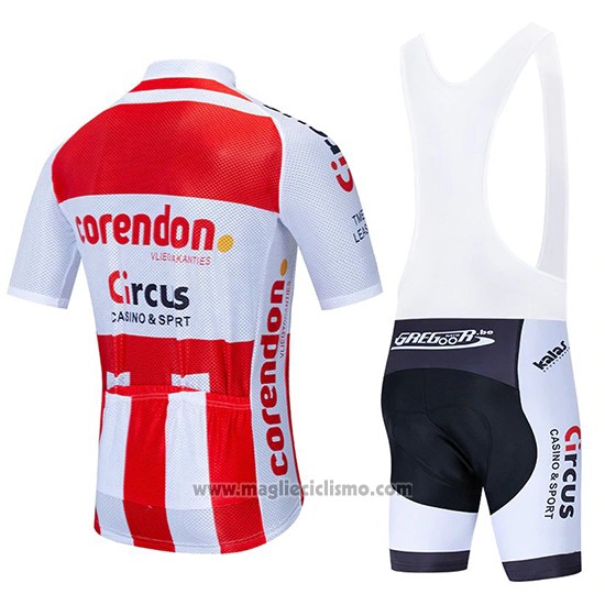 2019 Abbigliamento Ciclismo Corendon Circo Rosso Bianco Manica Corta e Salopette